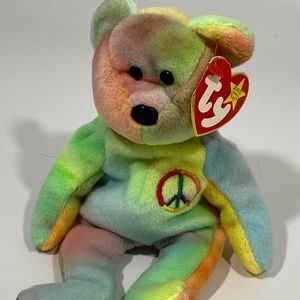 “PEACE” Ty Tie-Dye Bear Beanie Babies Mint Cond.
